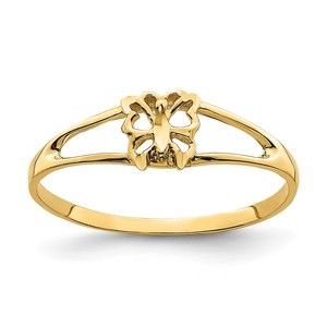 14k Yellow Genuine Gold Mini Butterfly Ring Band, Size 7
